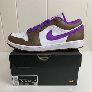 Nike Air Jordan 1 Low Purple Mocha Brown Shoes 553558-215 Men's Size 10 NEW
